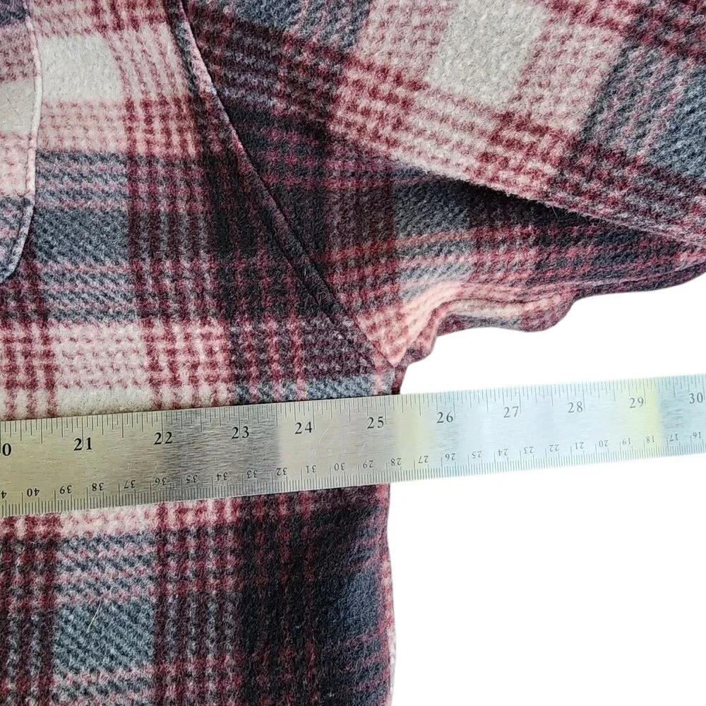 Leehanton Plaid Hooded Flannel Jacket Zip Up Sherpa Lined Red Black Men's 2XL